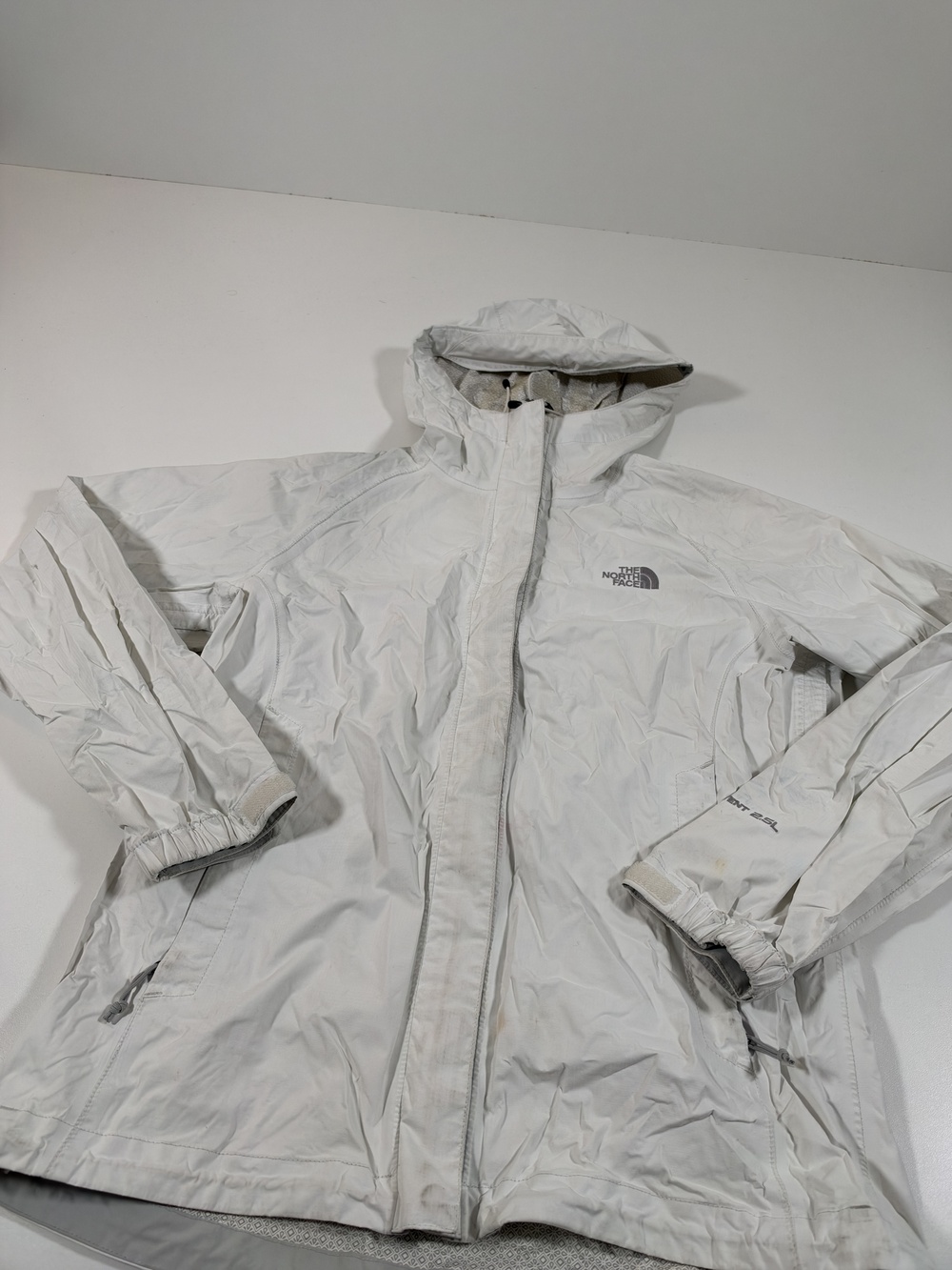The North Face Jacket Womens Small White HyVent 2.5L Hooded Rain Waterproof FLAW